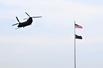 CH-47s support training for Iowa Army engineer troops at Fort McCoy