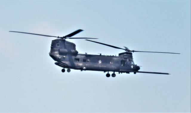 CH-47s support training for Iowa Army engineer troops at Fort McCoy