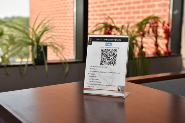 Customers can find QR codes for Fort Leonard Wood’s Interactive Customer Evaluation system, or ICE, at facilities across the installation. As part of a customer-focused workforce, the Army uses data gathered from ICE to help leaders make informed decisions aimed at making operations more effective and efficient. 