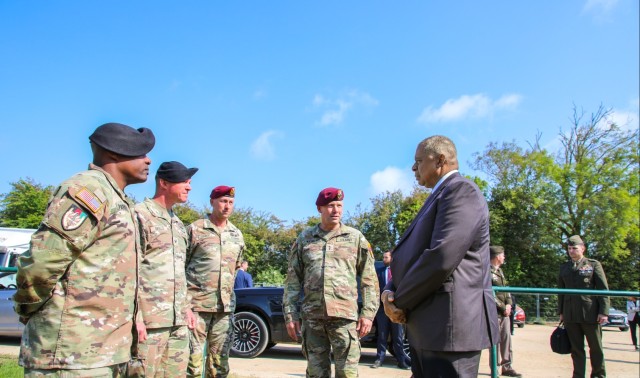 Soldiers in Normandy for D-Day meet Secretary of Defense
