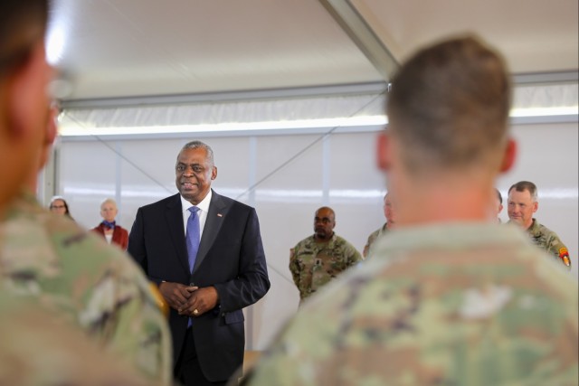 Soldiers in Normandy for D-Day meet Secretary of Defense