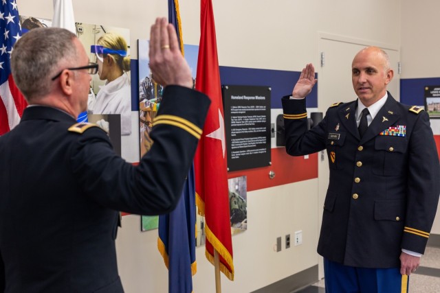 Col. Benjamin N. Palmer (left) and Col. Michael R. Boivin
