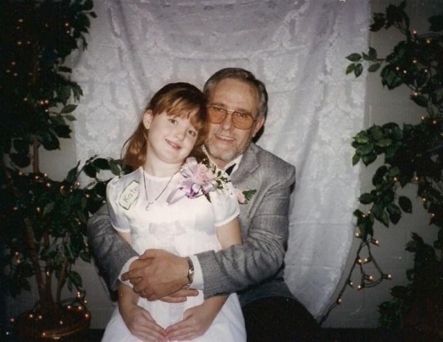 Kate Conneally and her father, c. 1998