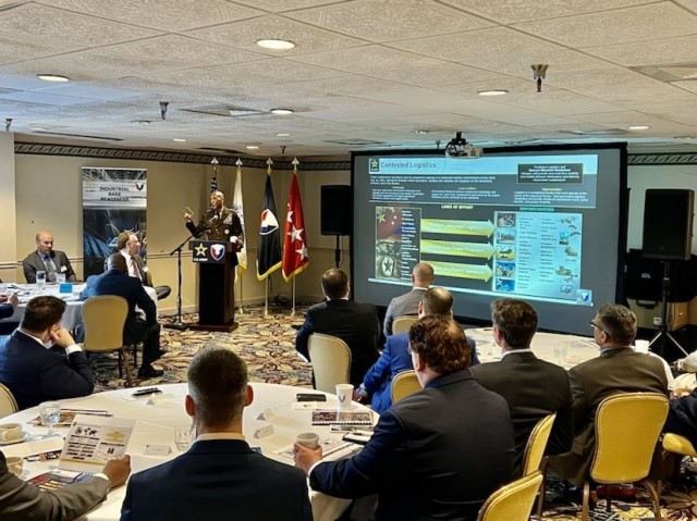 Gen. Charles Hamilton, commander of U.S. Army Materiel Command and the Army's senior sustainer, speaks with senior representatives from 37 defense industrial base companies to discuss further collaboration and efforts to drive predictive and...