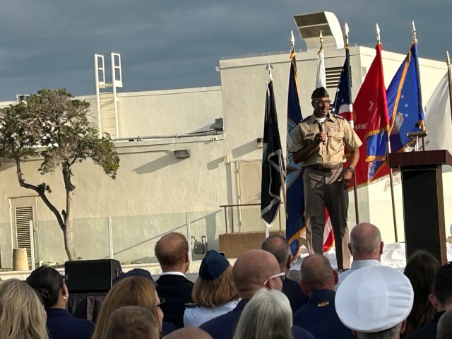 Gen. Gary Brito, commanding general of U.S. Army Training and Doctrine Command, speaks during the closing ceremonies of the Department of Defense Warrior Games Challenge at Naval Air Station North Island Coronado, California. 
