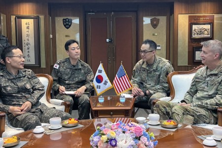 Army Gen. Daniel Hokanson, chief, National Guard Bureau, visits  the Republic of South Korea to assess potential National Guard contributions at a time of deepening U.S. and ROK defense and security ties, May 16, 2023. This image was acquired using a cellular device.