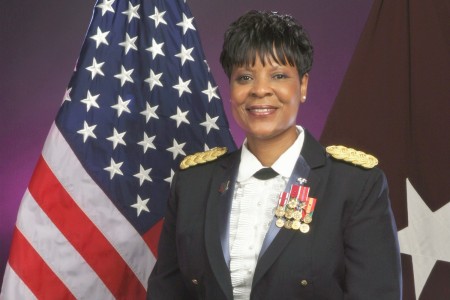 Brig. Gen. Sheila Baxter poses for a photo. Baxter served for 30 years in the Army&#39;s Medical Service Corps before transitioning to a civilian role as a staff chaplain with Veterans Affairs. 