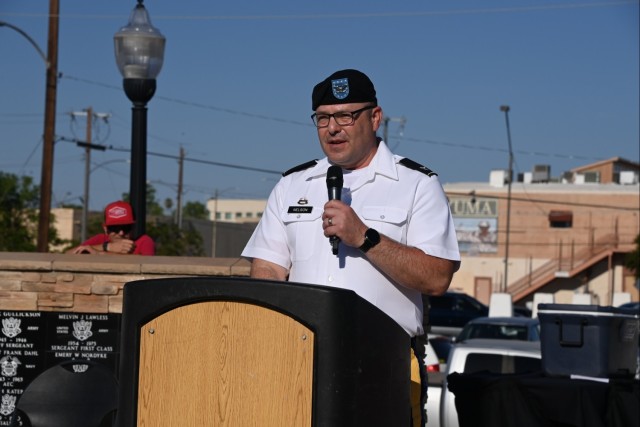 U.S. Army Yuma Proving Ground (YPG) commander Col. John Nelson serves as keynote speaker at the Caballeros de Yuma’s 37th annual Fourth of July Flag Raising Ceremony at Yuma&#39;s Armed Forces Park on July 4, 2023.