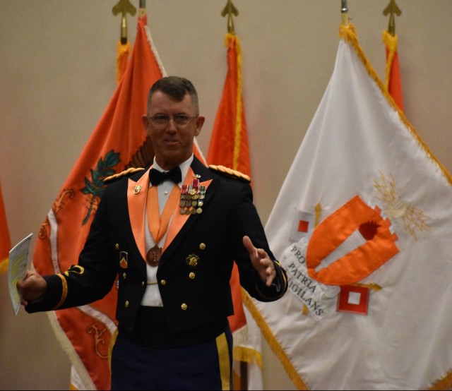 Col. Paul Howard, 42nd Chief of Signal, speaks during the Distinguished Members of the Regiment ceremony.