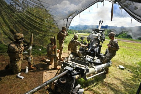 U.S. Army paratroopers assigned to Battery A, 4th Battalion, 319th Airborne Field Artillery Regiment, 173rd Airborne Brigade, fire an M119A3 howitzer during Exercise Adriatic Strike at Pocek Range in Postojna, Slovenia, June 8, 2023. The brigade routinely trains alongside NATO allies and partners to build stronger relationships and strengthen the alliance. The 173rd Airborne Brigade is the U.S. Army Contingency Response Force in Europe, capable of projecting ready forces anywhere in the U.S. European, Africa or Central Commands&#39; areas of responsibility.