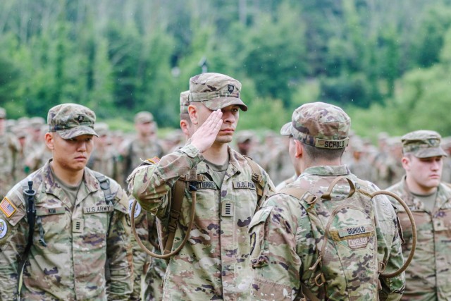 Staff and faculty gathered at Landing Zone Owl to commemorate the Class of 2026 Cadets as they moved up in rank from plebes to yearlings during the Cadet Field Training graduation on June 27 at Camp Buckner.