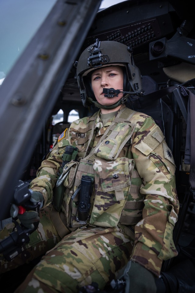 Warrant Officer Catherine Trujillo, a UH-60 Black Hawk helicopter pilot with C Company, 1st Battalion, 140th Aviation Regiment, Washington Army National Guard, sits in the pilot’s seat of a Black Hawk at the Army Aviation Sustainment Facility at Joint Base McChord-Lewis Washington. Warrant officers like Trujillo serve as tactical and technical experts in a variety of fields throughout the Army and Army National Guard. The warrant officer corps turns 105 on July 9, 2023.