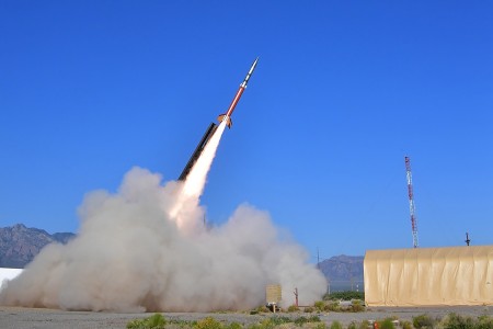 The U.S. Army Space and Missile Defense Command Technical Center’s Targets Test Directorate launches an Economical Target-2, July 7, 2023, from White Sands Missile Range, New Mexico, during a flight test design serving as a search track to test the Lower Tier Air and Missile Defense Sensor system. 