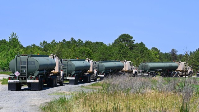 Army Reserve fuel trucks from the 319 Quartermaster Battalion line up at Fort Dix, New Jersey, to help deliver more than 1.6 million gallons of fuel to 21 Department of Defense installations across the nation during the U.S. Army Reserve’s 2023 Quartermaster Liquid Logistics Exercise June 12-24, 2023. Fuel handlers and laboratory specialists from seven Army Reserve battalions worked with Defense Logistics Agency Energy Americas teams to establish real-world petroleum distribution support sites,