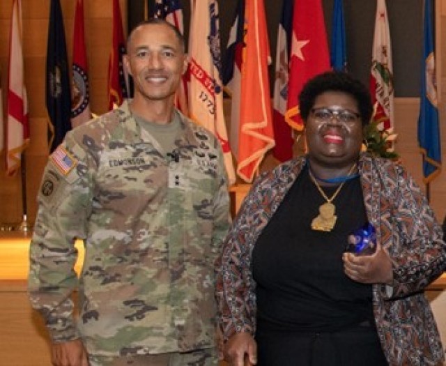Ms. Covin previously had the distinction of receiving the SECARMY Award for Publications Improvements from MG Edmonson.