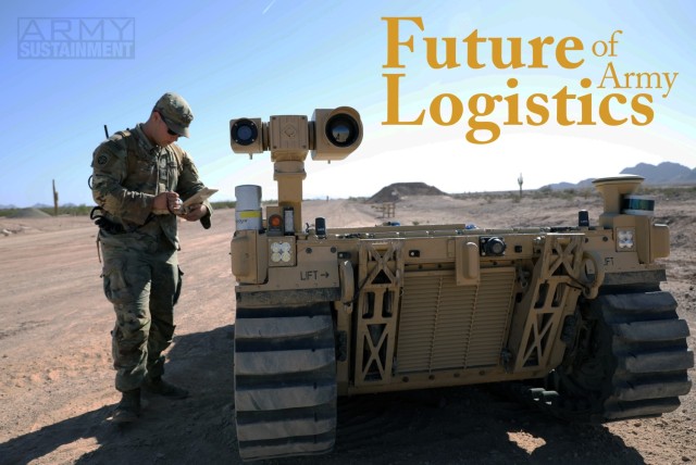 Pfc. Daniel Candales, assigned to the 82nd Airborne Division, uses the tactical robotic controller to control the expeditionary modular autonomous vehicle as a practice exercise in preparation for Project Convergence at Yuma Proving Ground, Arizona, Oct. 19, 2021.