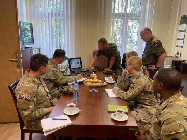 Public Health Command Europe’s Environmental Health Engineering Team meets with leadership from Wojewódzki Ośrodek Medycyny Pracy w Bydgoszcz, or the Military Preventive Medicine Center in Bydgoszcz, 