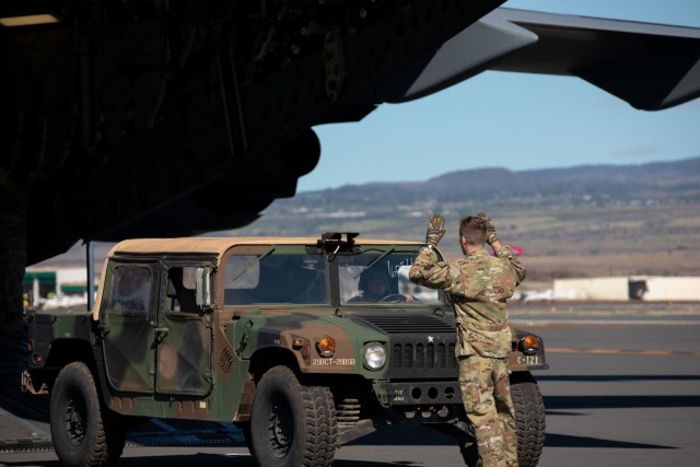 Equipment for Joint Task Force 5-0 arrives from the Hawaii National Guard at Kahului Airport on Maui, Hawaii, Aug. 19, 2023. It will be used to aid the wildfire recovery effort.