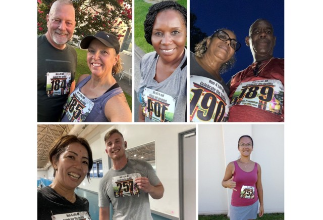 Participants take selfies after completing this year&#39;s virtual 5K run or walk. The Army Substance Abuse Program at Camp Zama, Japan, is currently holding the event to promote self-care and highlight resources in support of Suicide Prevention Month.