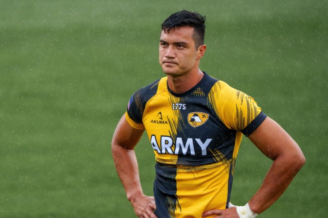Capt. Jacob Lachina, a Field Artillery Officer assigned to the U.S. Army World Class Athlete Program as a Rugby 7s Soldier-athlete, participates in the 2023 RugbyTown 7&#39;s Tournament, Glendale, Colorado, August 25, 2023. The competition, which...