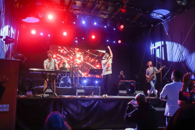 Music Group AJR Performs for Soldiers at Powidz