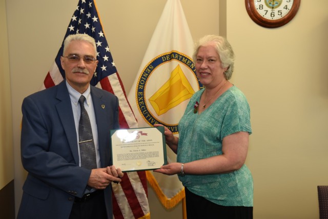 The Army awarded Gloria Miller the Army Meritorious Civilian Service Medal in 2020. Miller joined the Army Civilian Corps in 2005.