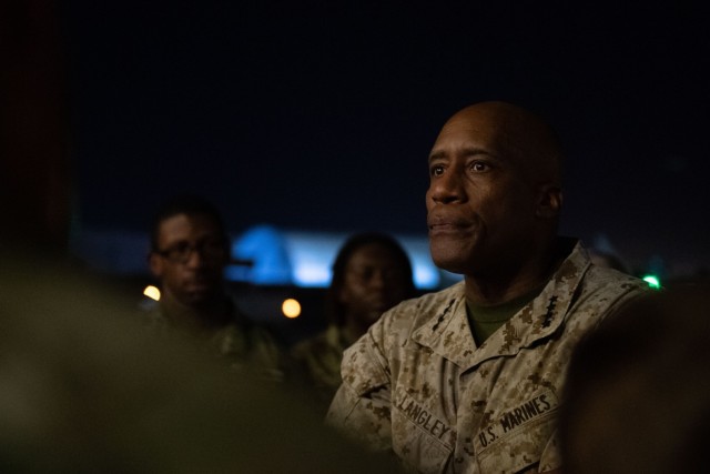 U.S. AFRICOM commander visits CLDJ, patches 218th MEB