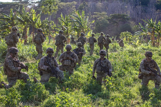 U.S. Army and Australian defense force soldiers conduct a combined-arms, live-fire exercise during Super Garuda Shield in Indonesia, Sept. 11, 2023.