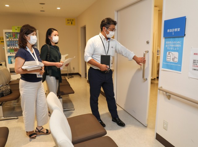 Mieko Yonaha, left, and Nozomi Akutsu, who are translators in the Civilian Health Care Navigator Program, receive a tour of Zama General Hospital in Zama, Japan, Sept. 11, 2023. The program, which falls under U.S. Army Japan, will officially begin Oct. 2 to assist Department of Defense civilians, contractors and their dependents receive medical care at the hospital.