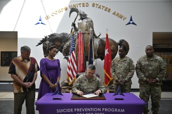 Proclamation signifies Fort Cavazos, III Armored Corps commitment to suicide prevention