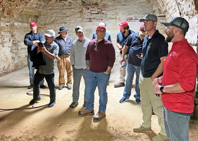 Army breaching, explosives and chemical experts discuss breaching considerations in industrialized urban areas at an 80-plus acre beer-manufacturing facility Sept. 13 in St. Louis. Fort Leonard Wood’s Counter Explosive Hazards Center hosted a...