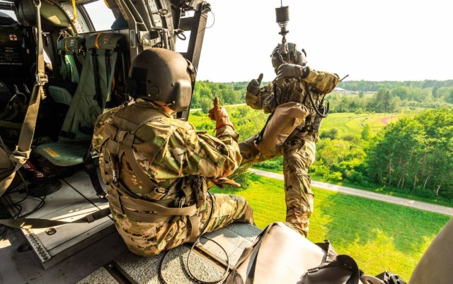 Maine National Guardsmen train on hoist operations in undated photo.