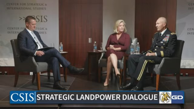 Secretary of the Army Christine E. Wormuth and Army Chief of Staff Gen. Randy A. George discuss how the Army will transform its warfighting practices during the Center for Strategic and International Studies landpower discussion on Sept. 19, 2023. 