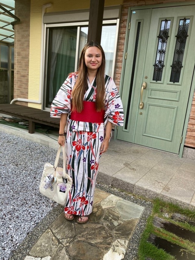 Carr in a Kimono, traditional Japanese attire