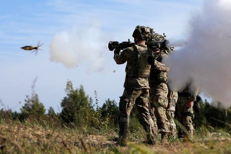 Soldiers assigned to the 1st Battalion, 506th Infantry Regiment ‘Red Currahee,’ 1st Infantry Brigade Combat Team, 101st Airborne Division, supporting the 3rd Infantry Division, conduct live-fire training on a confined space light anti-armor weapon as part of anti-tank weaponry training in Adazi, Latvia, Sept. 17, 2023. The 3rd Infantry Division’s mission in Europe is to engage in multinational training and exercises across the continent, working alongside NATO allies and regional security partners to provide combat-credible forces to V Corps, America’s forward deployed corps in Europe.