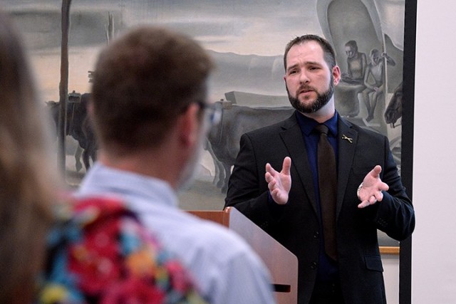 Walter Napier III, Combined Arms Center and Fort Leavenworth deputy command historian, shares information about national cemeteries, as well as the American Battle Monuments Commission and the National Cemetery Administration during his Friends of...