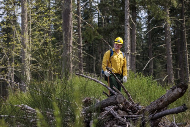 Washington National Guard members train to prepare for wildfire season at the Washington State Department of Natural Resources Interagency Wildland Fire Training Academy near Roy, Wash., April 30, 2023. The training included familiarization with...