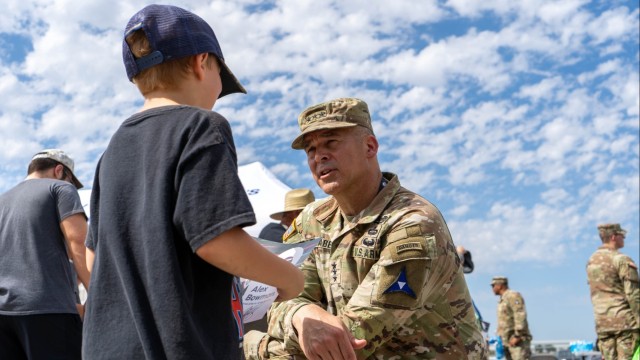 US Army soldiers Interact with the public during a Meet Your Army Event