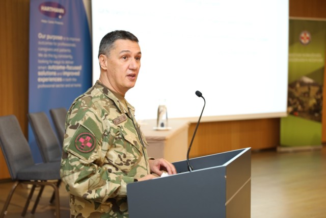 Col. (Dr.) Zsolt Dezső Fejes, Surgeon General of the Hungarian Armed Forces welcomes attendees at the 30th Annual Multinational Military Medical Engagement in Budapest, Hungary Sept. 26-28.