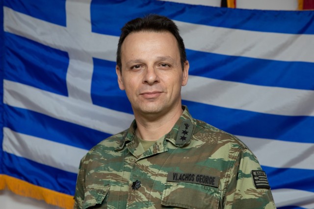 The Hellenic Army’s Lt. Col. Georgios Vlachos, assigned to USASAC&#39;s Security Assistance Officer Liaison program. 