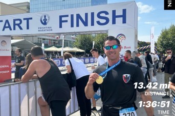 SATMO Soldier places 15th in marathon alongside Kosovo partners
