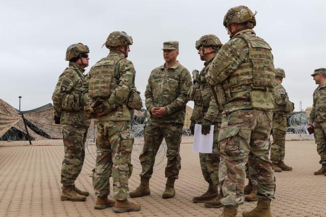 Lt. Gen. Sean Bernabe, commander, III Armored Corps and Fort Hood, talks to senior leaders across the 4th Infantry Division, March 7, 2023 on Fort Carson, Colorado. During their discussion, Bernabe highlighted recruiting and retention as a main...