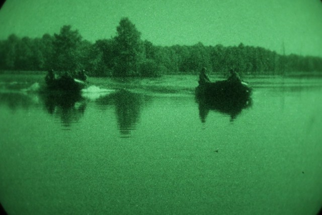 U.S. Army Soldiers participate in night operational boat movements during the Army Best Squad Competition at Fort Stewart, Georgia, Oct. 1, 2023. Soldiers embody the Army’s ethos during this competition. The Warrior Ethos states, &#34;I will always place the mission first. I will never accept defeat. I will never quit. I will never leave a fallen comrade.&#34; This Ethos is a set of principles by which every Soldier lives and embodies the squad mentality and spirit. This Ethos bonds the squad.