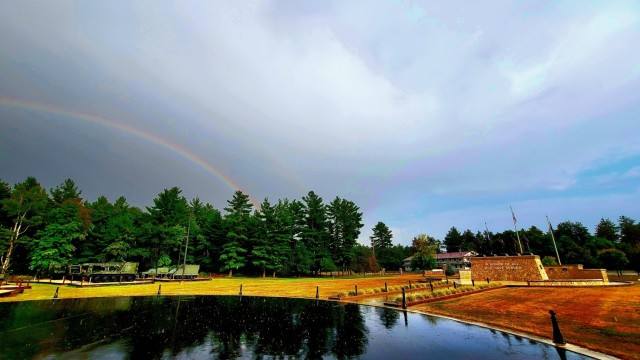Rainbow over Fort McCoy&#39;s historic Commemorative Area