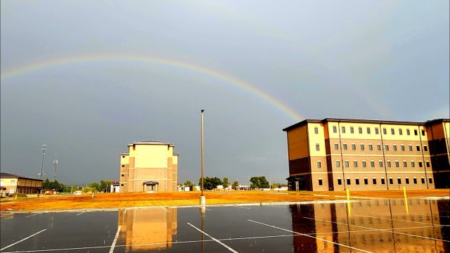 Rainbow and new barracks at Fort McCoy