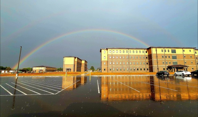 Rainbow and new barracks at Fort McCoy