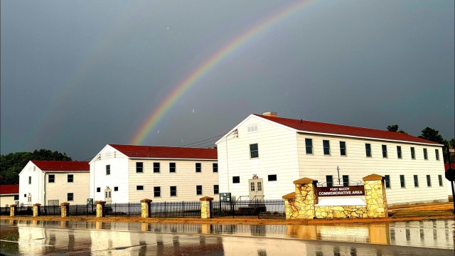 Rainbow over Fort McCoy&#39;s historic Commemorative Area
