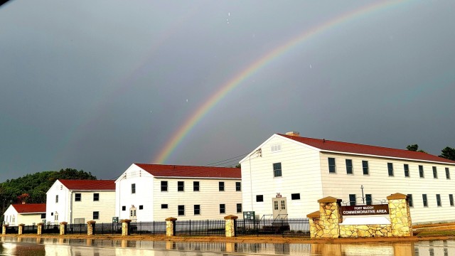 Rainbow over Fort McCoy&#39;s historic Commemorative Area