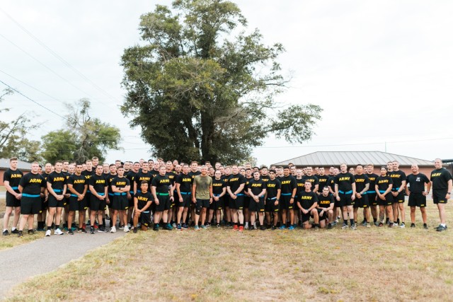 CW4(R) Michael Durant completes PT with the Fallen with a large group of USAACE and Fort Novosel Soldiers, an event to commemorate the 30th anniversary of the Battle of Mogadishu on October 6, 2023.