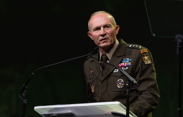 Army Chief of Staff Gen. Randy A. George gives his remarks at the Dwight D. Eisenhower Luncheon at the Association of the U.S. Army Annual Meeting and Exposition  in Washington, D.C., Sept. 10, 2023.